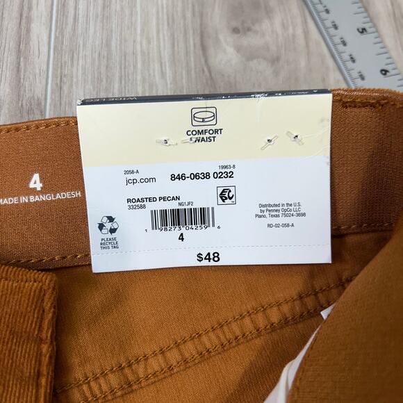 St. John's Bay Womens Mid Rise Wide Leg Corduroy Brown Pant Size 4 - Picture 9 of 12